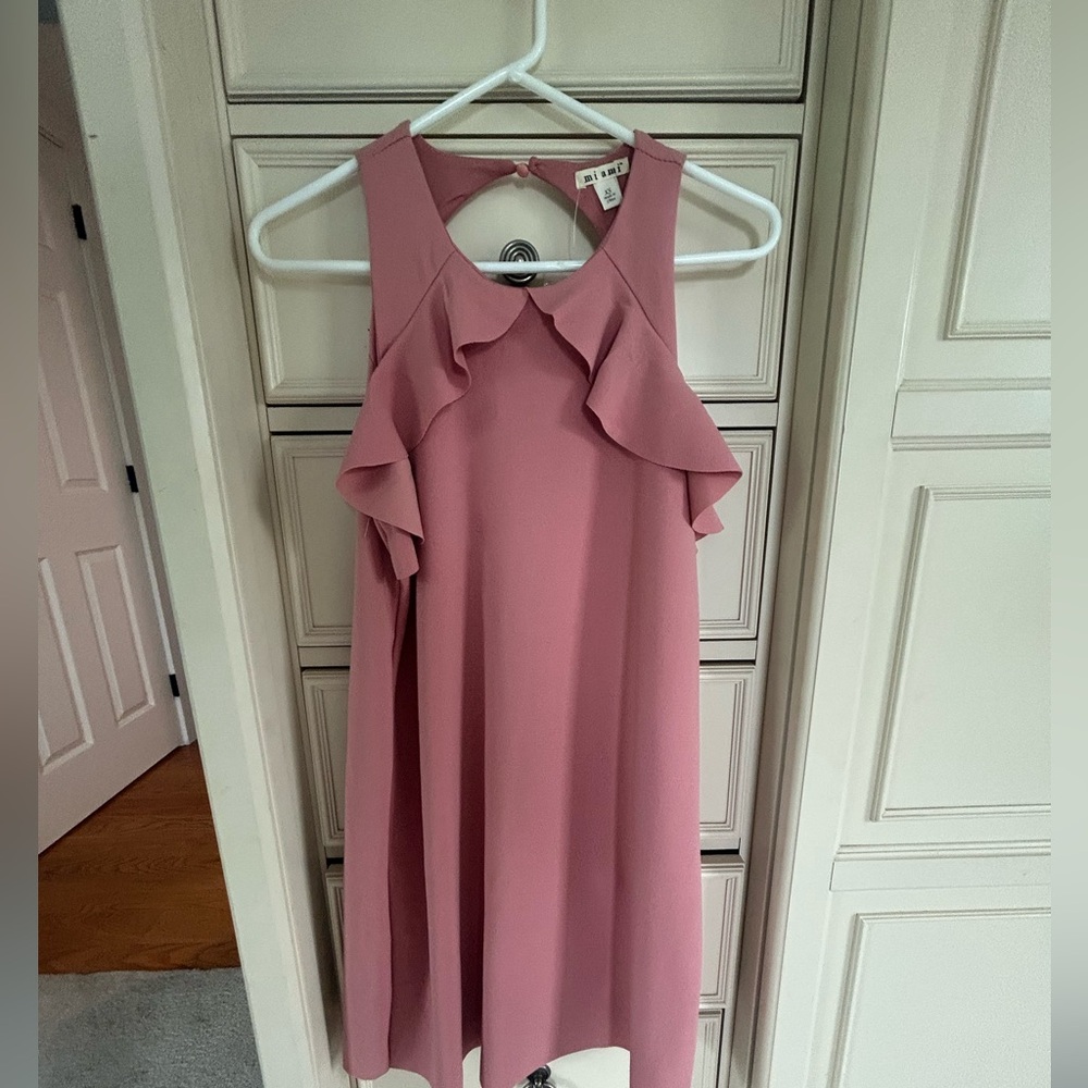 Miami Pink Ruffled Halter Midi Dress